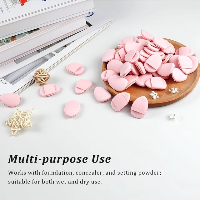 Alt view image 6 of 7 - 50PCS Mini Triangle Makeup Puffs Soft Finger Sponge Set for Foundation, Powder & Concealer, Reusable Cosmetic Puffs (Pink)
