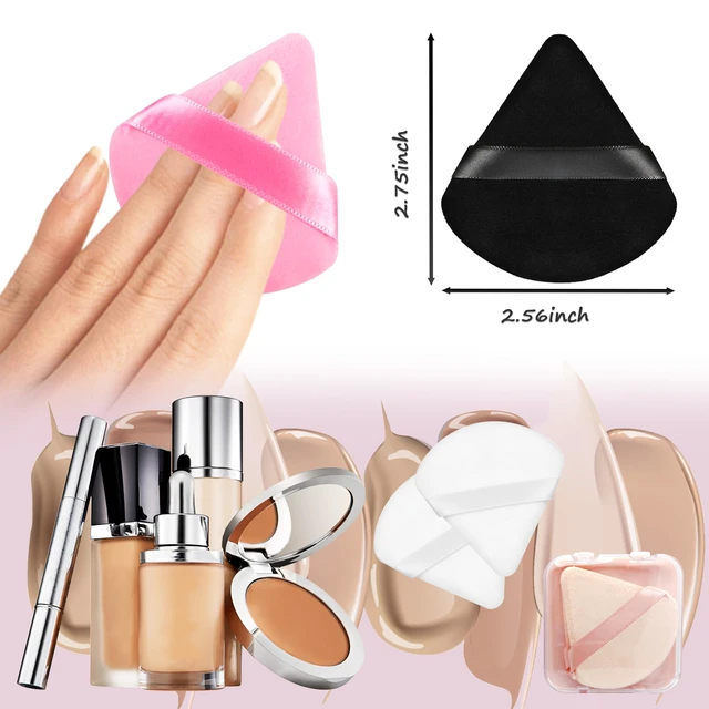 Alt view image 2 of 7 - 8 Pieces Triangle Powder Puff with 4 Travel Cases, Triangle Makeup Puff, Reusable Velour Makeup Sponge Blending Puff for Loose Powder and Foundation, Beauty Makeup Tools (4 colors)