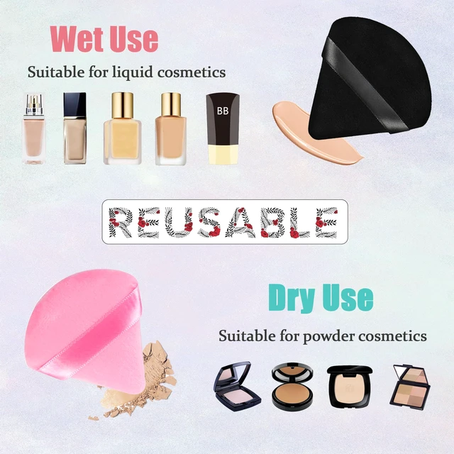 Alt view image 3 of 7 - 8 Pieces Triangle Powder Puff with 4 Travel Cases, Triangle Makeup Puff, Reusable Velour Makeup Sponge Blending Puff for Loose Powder and Foundation, Beauty Makeup Tools (4 colors)
