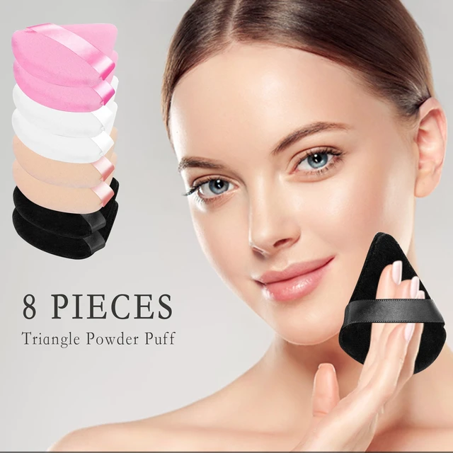 Alt view image 6 of 7 - 8 Pieces Triangle Powder Puff with 4 Travel Cases, Triangle Makeup Puff, Reusable Velour Makeup Sponge Blending Puff for Loose Powder and Foundation, Beauty Makeup Tools (4 colors)