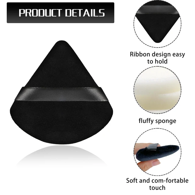 Alt view image 7 of 7 - 8 Pieces Triangle Powder Puff with 4 Travel Cases, Triangle Makeup Puff, Reusable Velour Makeup Sponge Blending Puff for Loose Powder and Foundation, Beauty Makeup Tools (4 colors)