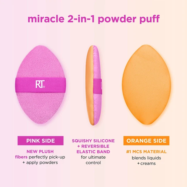 Alt view image 2 of 7 - Miracle Complexion Sponge + Miracle 2-In-1 Powder Puff | Foundation sponge for seamless base with a makeup powder puff duo, wet sponge, dry puff, vegan and latex-free