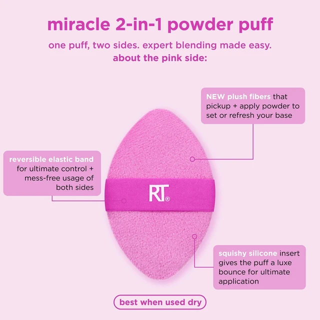 Alt view image 3 of 7 - Miracle Complexion Sponge + Miracle 2-In-1 Powder Puff | Foundation sponge for seamless base with a makeup powder puff duo, wet sponge, dry puff, vegan and latex-free