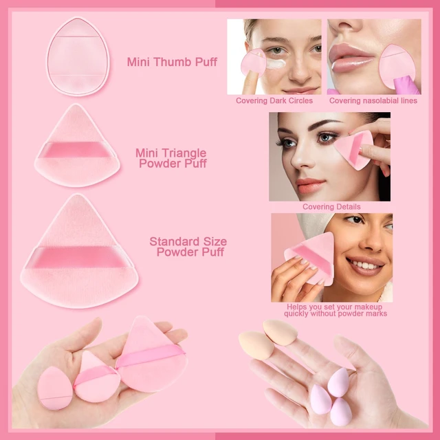 Alt view image 6 of 7 - 17PCS Makeup Sponge Set with 6PCS Powder Puff, 3PCS Mini Makeup Sponges, 3PCS Foundation Mini Make Up Sponge Puff and 1PCS Make Up Sponges Holder (Pink)