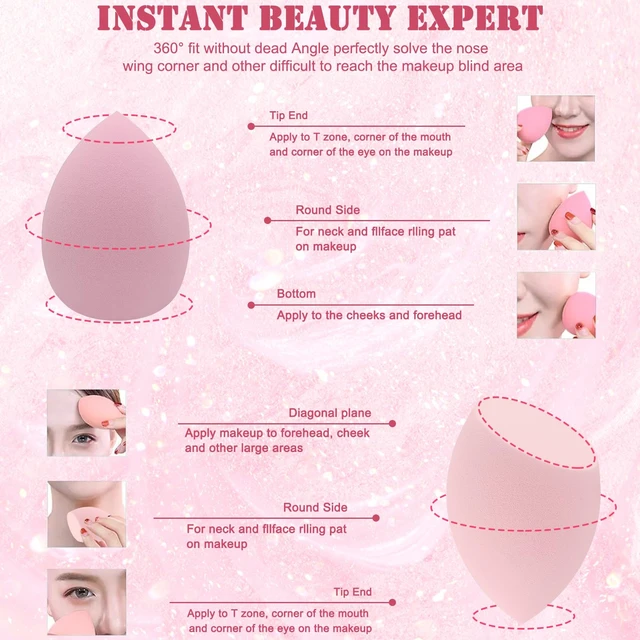Alt view image 3 of 7 - 6+6 Professional Makeup Sponge Set,2.76 inch Portable Soft Sponge Setting Face Puffs,Multicolor Makeup Blending Sponge Cosmetic Applicator for Loose Powder,Liquid,Facial Makeup ToolsPink)