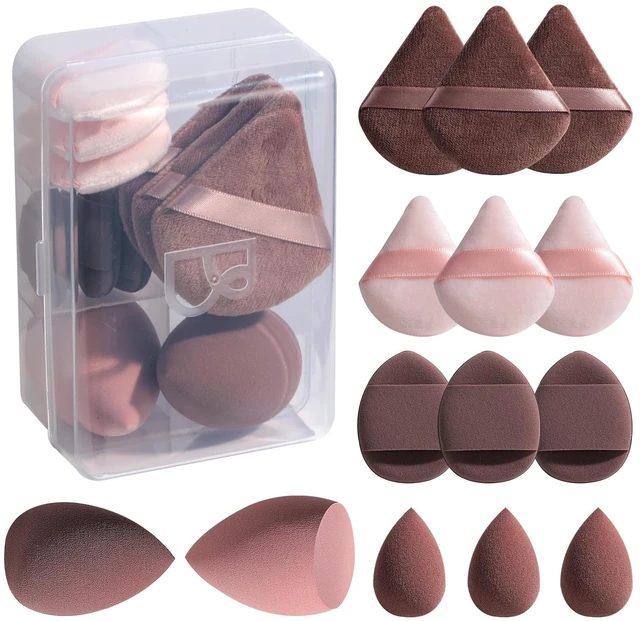 Main image of Makeup Sponge Set -Triangle Puff 14 Pcs for Liquid, Cream, and Powder, Multi-colored Makeup Sponges and Mini Makeup Sponge (D-Coffee)