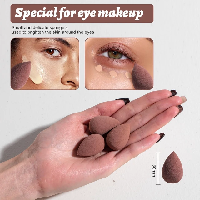 Alt view image 3 of 6 - Makeup Sponge Set -Triangle Puff 14 Pcs for Liquid, Cream, and Powder, Multi-colored Makeup Sponges and Mini Makeup Sponge (D-Coffee)