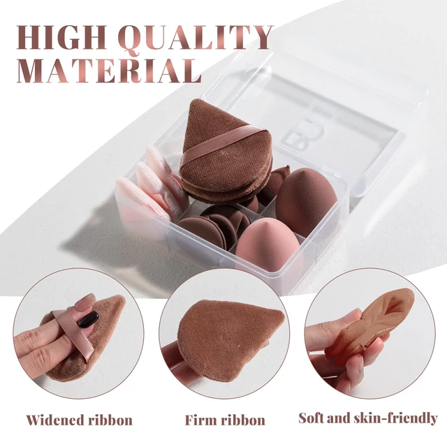 Alt view image 5 of 6 - Makeup Sponge Set -Triangle Puff 14 Pcs for Liquid, Cream, and Powder, Multi-colored Makeup Sponges and Mini Makeup Sponge (D-Coffee)