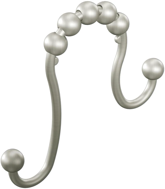 Main image of Brushed Nickel Shower Curtain Rings with Double Hooks for Bathroom Shower Rod, (Pack of 12), SR2201BN