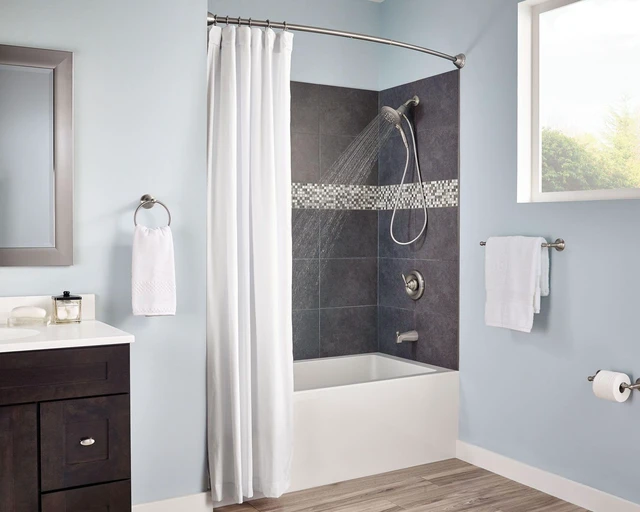 Alt view image 4 of 7 - Brushed Nickel Shower Curtain Rings with Double Hooks for Bathroom Shower Rod, (Pack of 12), SR2201BN