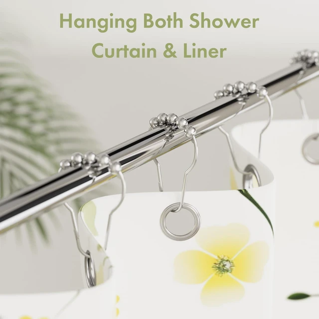 Alt view image 2 of 7 - Shower Curtain Hooks, Decorative Shower Curtain Hooks Rust Proof Stainless Steel Shower Curtain Hooks, Shower Hooks for Shower Curtain Bathroom 12PCS, Polished Chrome