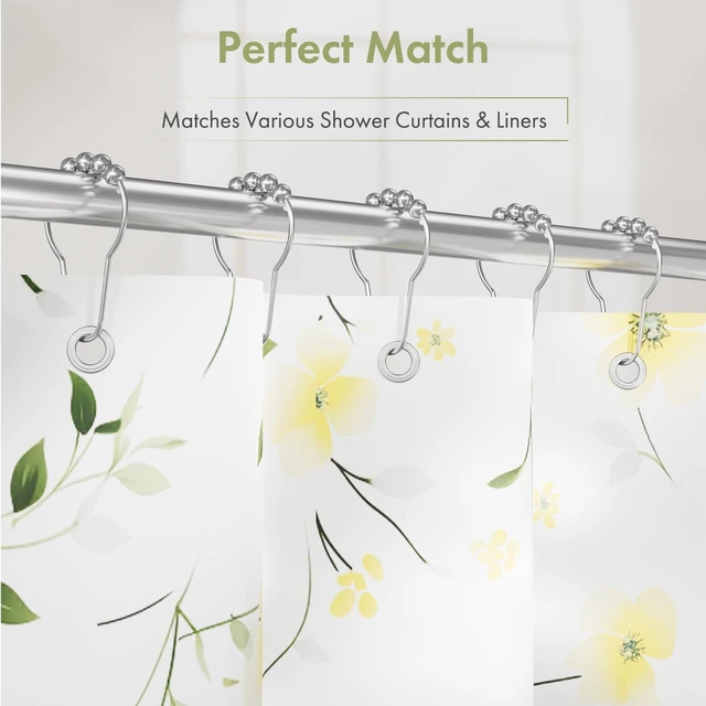 Alt view image 6 of 7 - Shower Curtain Hooks, Decorative Shower Curtain Hooks Rust Proof Stainless Steel Shower Curtain Hooks, Shower Hooks for Shower Curtain Bathroom 12PCS, Polished Chrome