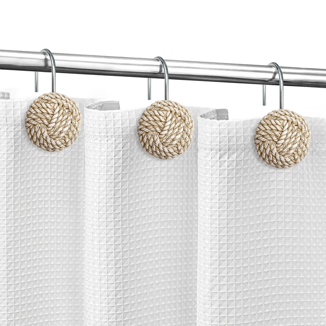 Alt view image 2 of 7 - Boho Knots Shower Curtain Hooks, Home Decorative Shower Curtain Rings for Bathroom, Seaside Nautical Shower Curtain Hangers Bathroom Accessories, Set of 12