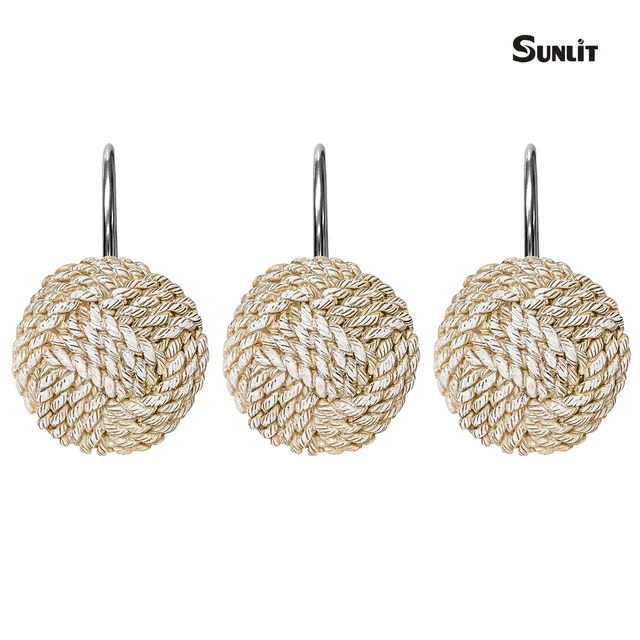 Alt view image 3 of 7 - Boho Knots Shower Curtain Hooks, Home Decorative Shower Curtain Rings for Bathroom, Seaside Nautical Shower Curtain Hangers Bathroom Accessories, Set of 12
