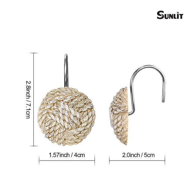 Alt view image 4 of 7 - Boho Knots Shower Curtain Hooks, Home Decorative Shower Curtain Rings for Bathroom, Seaside Nautical Shower Curtain Hangers Bathroom Accessories, Set of 12