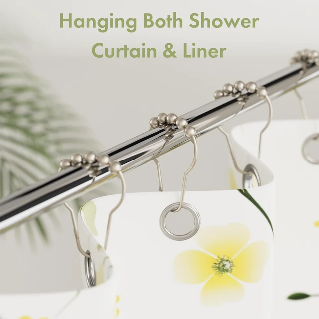 Alt view image 2 of 7 - Decorative Shower Curtain Hooks, Shower Curtain Hooks Rust Proof Stainless Steel Shower Curtain Hooks, Shower Hooks for Shower Curtain Bathroom 12PCS, Matte Nickel