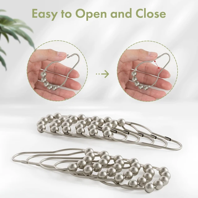 Alt view image 5 of 7 - Decorative Shower Curtain Hooks, Shower Curtain Hooks Rust Proof Stainless Steel Shower Curtain Hooks, Shower Hooks for Shower Curtain Bathroom 12PCS, Matte Nickel