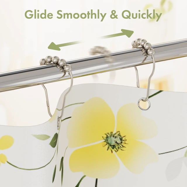 Alt view image 7 of 7 - Decorative Shower Curtain Hooks, Shower Curtain Hooks Rust Proof Stainless Steel Shower Curtain Hooks, Shower Hooks for Shower Curtain Bathroom 12PCS, Matte Nickel