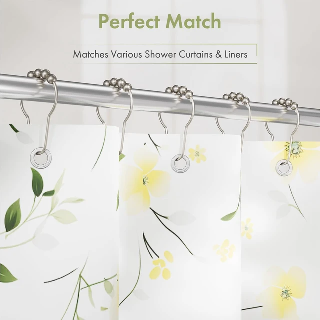 Alt view image 6 of 7 - Decorative Shower Curtain Hooks, Shower Curtain Hooks Rust Proof Stainless Steel Shower Curtain Hooks, Shower Hooks for Shower Curtain Bathroom 12PCS, Matte Nickel