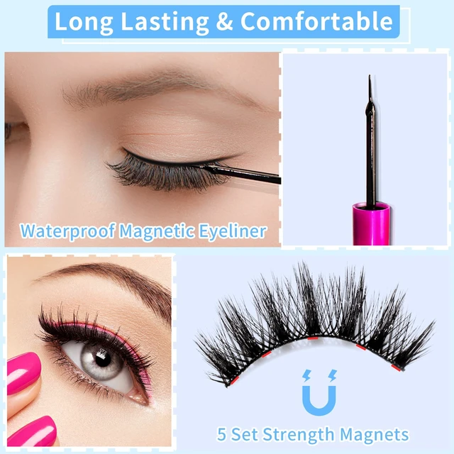 Alt view image 2 of 7 - Magnetic Eyelashes Kit, Long Lasting and Reusable Magnetic lashes Natural Look, 14 Pairs False Eyelashes with Magnetic Eyeliner & Tweezers, Easy to Wear, No Glue Needed (14 Pairs)