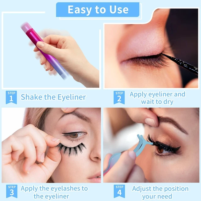 Alt view image 4 of 7 - Magnetic Eyelashes Kit, Long Lasting and Reusable Magnetic lashes Natural Look, 14 Pairs False Eyelashes with Magnetic Eyeliner & Tweezers, Easy to Wear, No Glue Needed (14 Pairs)