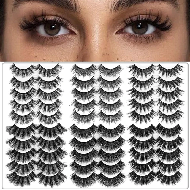 Main image of 30 Pairs False Eyelashes Kit -3D 6D Volume Wispy Lashes with 6 Styles | Soft Lightweight Natural Look, Reusable Handmade Fluffy Lashes for Women Girls(Everyday/Cat Eye/Mink Effect/Party)