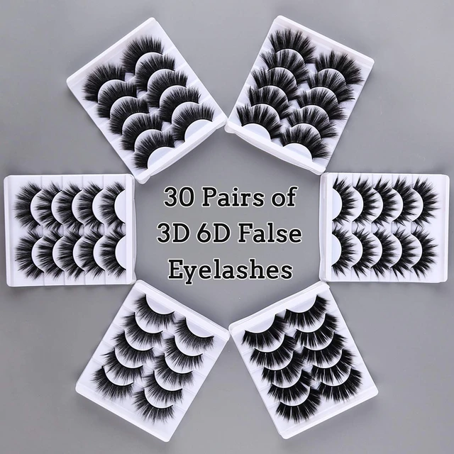 Alt view image 3 of 6 - 30 Pairs False Eyelashes Kit -3D 6D Volume Wispy Lashes with 6 Styles | Soft Lightweight Natural Look, Reusable Handmade Fluffy Lashes for Women Girls(Everyday/Cat Eye/Mink Effect/Party)