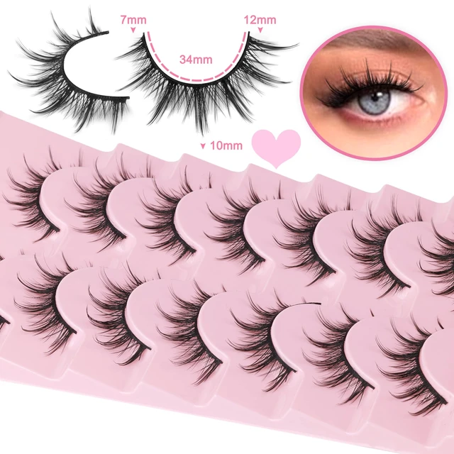 Alt view image 3 of 7 - Manga Lashes Natural Look False Eyelashes Anime Lashes Mink Wispy Fluffy Spiky 3D Volume Eyelashes Pack Korean Japanese Asian Cosplay Fake Eyelashes Look Like Individual Cluster 7 Pairs