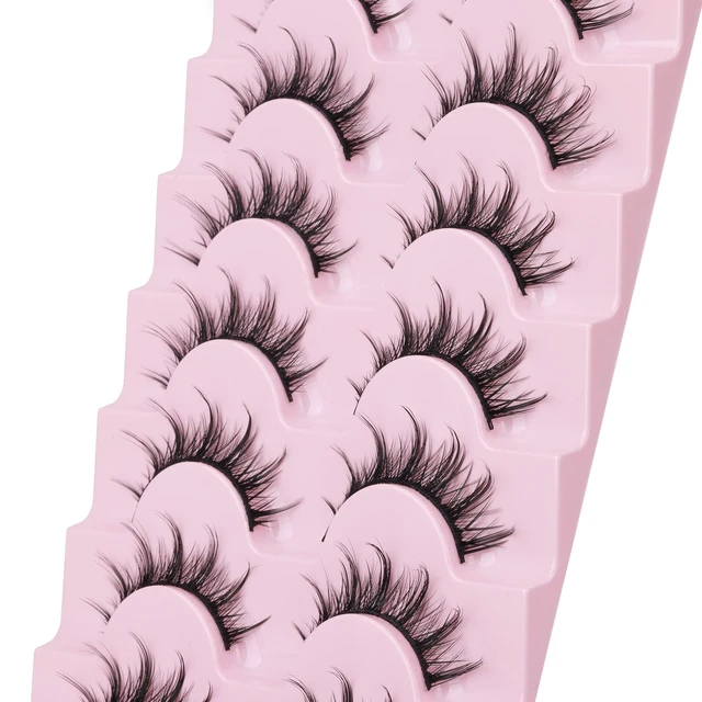 Alt view image 4 of 7 - Manga Lashes Natural Look False Eyelashes Anime Lashes Mink Wispy Fluffy Spiky 3D Volume Eyelashes Pack Korean Japanese Asian Cosplay Fake Eyelashes Look Like Individual Cluster 7 Pairs