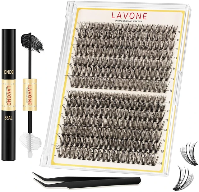 Main image of Lash Clusters Kit, 280Pcs Waterproof D Curl 9-16mm Individua Lashes | 30D 40D DIY cluster eyelash extensions,long lasting waterproof bond & seal,eyelashes revomer,tweezer,eyebrow pen eyeliner