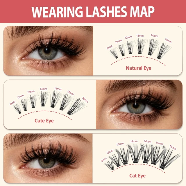 Alt view image 4 of 7 - Lash Clusters Kit, 280Pcs Waterproof D Curl 9-16mm Individua Lashes | 30D 40D DIY cluster eyelash extensions,long lasting waterproof bond & seal,eyelashes revomer,tweezer,eyebrow pen eyeliner