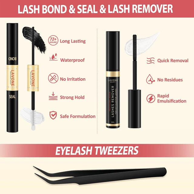 Alt view image 6 of 7 - Lash Clusters Kit, 280Pcs Waterproof D Curl 9-16mm Individua Lashes | 30D 40D DIY cluster eyelash extensions,long lasting waterproof bond & seal,eyelashes revomer,tweezer,eyebrow pen eyeliner