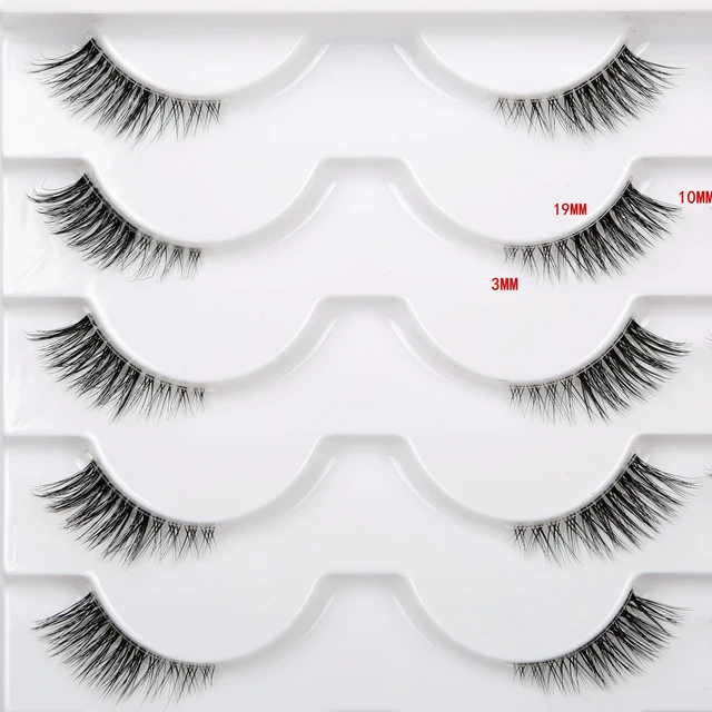 Alt view image 3 of 7 - Half False Eyelashes with Clear Band Wispy Cat Eye Look Natural Short Small 3/4 Accent Lashes Faux Mink Fake Eyelash Strips 14 Pairs Pack