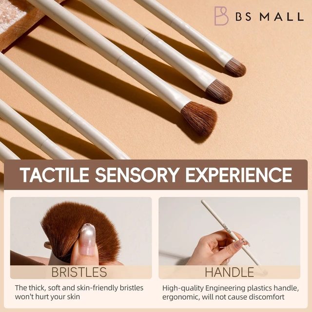 Alt view image 2 of 7 - Makeup Brush Set 11Pcs Bamboo Synthetic Kabuki Brush Set Foundation Powder Blending Concealer Eye shadows Blush Cosmetics Brushes with Organizer Bag & Makeup Sponge (Beige)