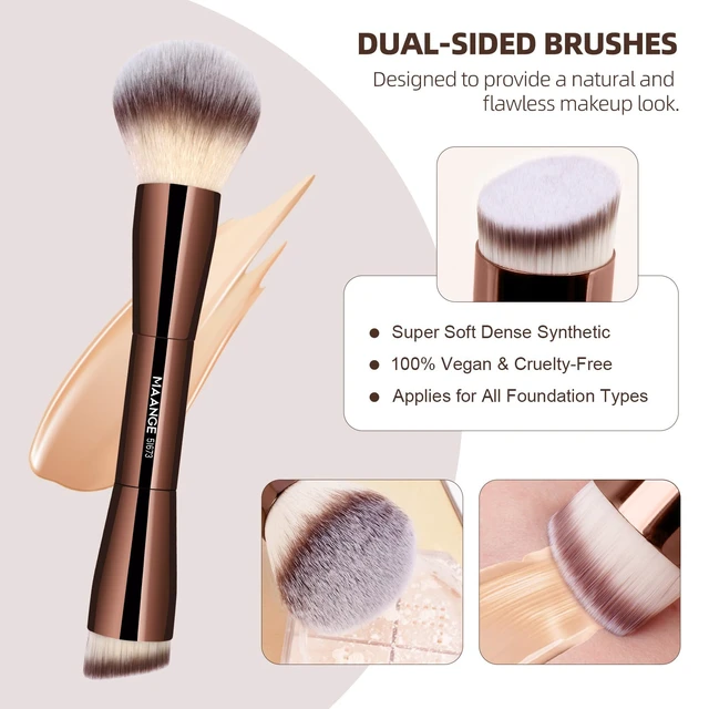 Alt view image 7 of 7 - 20 PCS Makeup Brush Set with Bag, Double-ended Kabuki Brush Foundation Contour Brush for Liquid Powder Concealer Eye Shadows Cream Cosmetics Blending Blush Face Makeup Tools with Case (Coffee)
