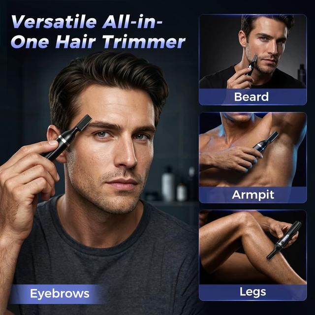 Alt view image 6 of 7 - Eyebrow Trimmer, Electric Eyebrow Razor for Women Men, Rechargeable Painless LED Light Facial Hair Shaver Remover with Rinseable Blade for Face Lips Neck Leg