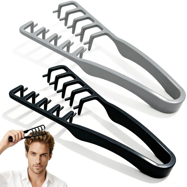 Main image of Texture Comb Set 2 Pack Wide Tooth Volumizing Hair Comb, Anti-Frizz Root Lift Styling Tool, No-Pull Scalp Massager for Curly, Wavy, Thick Hair, ABS Plastic Non-Slip Grip (Black+Grey)