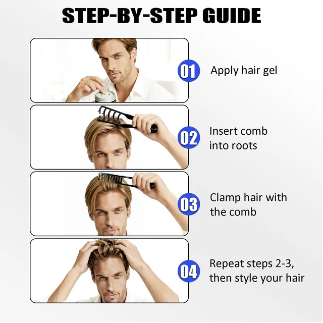 Alt view image 3 of 7 - Texture Comb Set 2 Pack Wide Tooth Volumizing Hair Comb, Anti-Frizz Root Lift Styling Tool, No-Pull Scalp Massager for Curly, Wavy, Thick Hair, ABS Plastic Non-Slip Grip (Black+Grey)