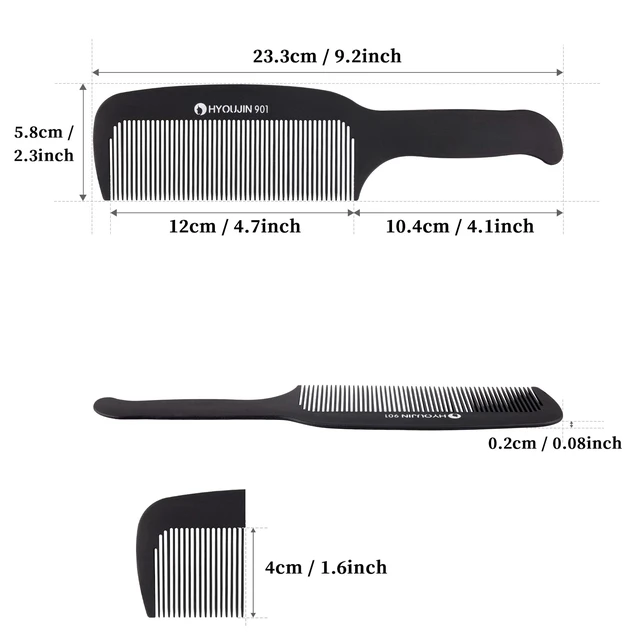 Alt view image 4 of 4 - 901 Carbon Flat Top Clipper Comb for Clipper-cuts and Flattops | 230 Heat Resistant Hair Cutting Combs for Men,Women,Anti-Static Professional Barber Clipper Comb for Fade Blending Flat Top