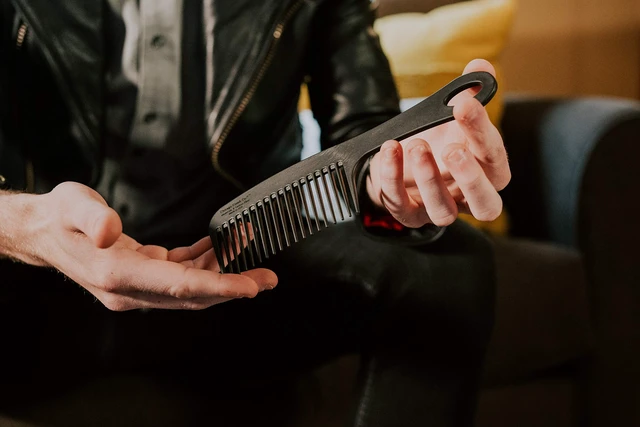 Alt view image 3 of 7 - Model 8 Carbon Fiber, Made in USA, Anti-static, Detangling & Shower comb, adds Lift & Volume, 8.5 inches (21.5 cm) long
