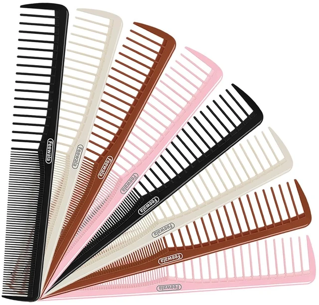 Main image of Combs Set, Classic Hair Comb, Fine and Wide Teeth, For Hairdressing, Grooming, Detangling, Sectioning, Teasing, For Women and Men, 7 Inches, 4 Colors and 8 Pieces