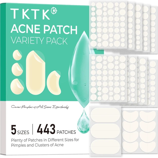 Main image of 443 Count Pimple Patches for Face, Hydrocolloid Acne Cover Patch Bulk | Pimple Stickers for Cheeks, Forehead, Chin Blemishes Zit & Breakouts, All Skin Types, Dots, Strips, Contoured 5 Sizes Variety
