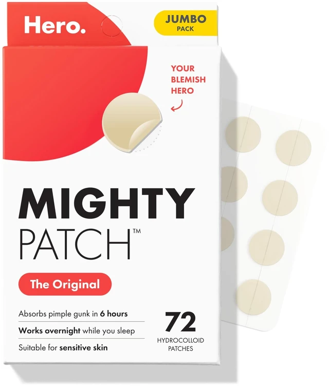 Main image of Hero Cosmetics Original Nighttime Acne Pimple Patches, 72 Ct | #1 Hydrocolloid Acne Patches, Shrinking Zits & Whiteheads in 1 Use, Pimple Stickers for Face, Korean Skincare