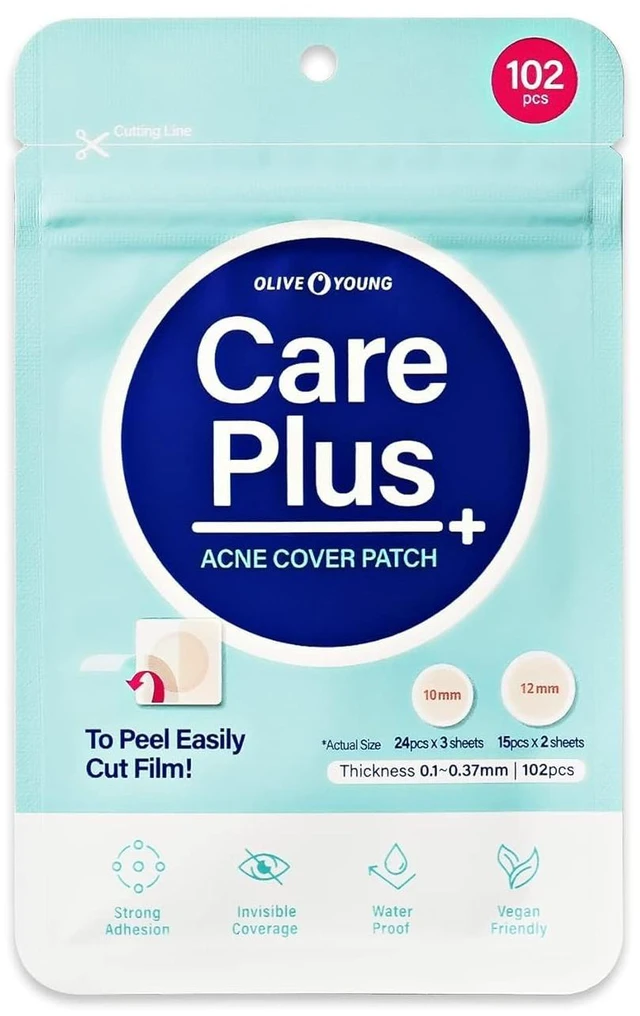 Main image of Care Plus Spot Patch | Hydrocolloid Acne Korean Spot Patch to Cover Zits, Pimples and Blemishes, for Troubled Skin and Face (Hydrocolloid, 102 Count (Pack of 1))