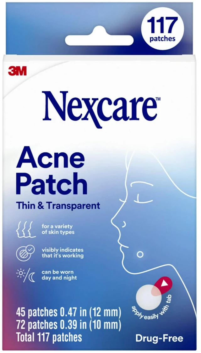 Main image of Thin and Transparent Acne Patch, Skin Cover Absorbs Pus and Oil from Clogged Pores, Made with hydrocolloid, tab Allows for Easy Removal from Liner - 117 Pimple Patches