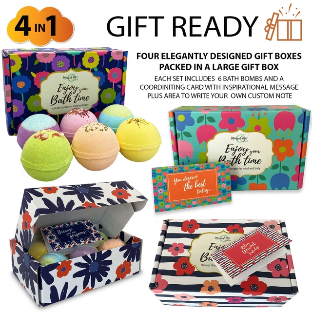 Alt view image 2 of 7 - Bath Bombs for Women Gift Set, 24 Natural & Organic Bath Bombs for Girls | BathBombs w/Essential Oils & Moisturizing Shea Butter, Spa Birthday Gift, Selfcare Gifts, Women, Teen Girls, Bridesmaid Gift