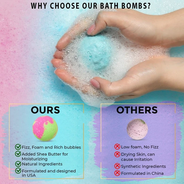 Alt view image 5 of 7 - Bath Bombs for Women Gift Set, 24 Natural & Organic Bath Bombs for Girls | BathBombs w/Essential Oils & Moisturizing Shea Butter, Spa Birthday Gift, Selfcare Gifts, Women, Teen Girls, Bridesmaid Gift