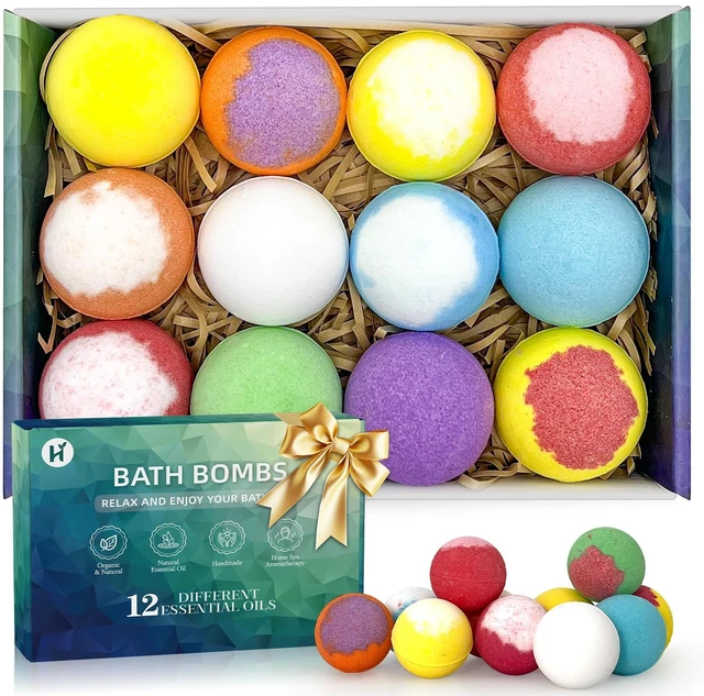 Main image of Bath Bombs Birthday Gifts for Women & Men, 12 Pack Spa Relaxing Self Care | Handmade Natural Organic Bath Bomb with Shea Butter, Halloween Boo Basket Stuffers, Christmas Stocking Stuffers Gifts Set