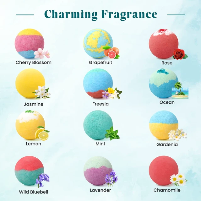 Alt view image 2 of 7 - Bath Bombs for Women, Handmade Natural Bath Bomb with Shea Butter | Mothers Day Presents for Mom, Valentines Day Presents for Her and Him, White Elephant, Stocking Stuffers (12pcs)12-Scent