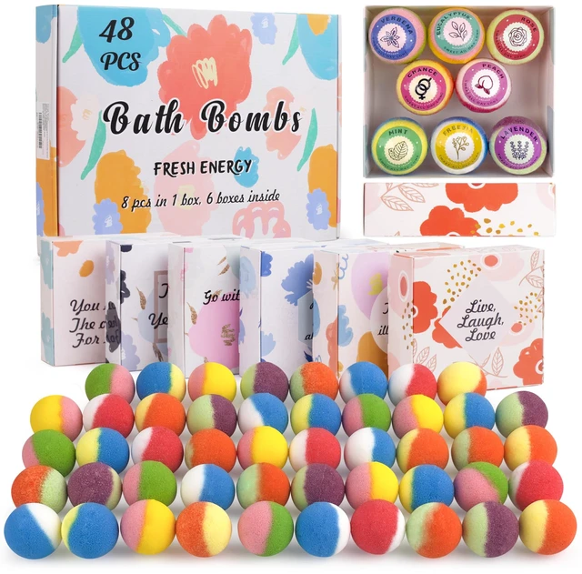 Main image of 48 Natural & Organic Bath Bombs for Women and Kids, Rich in Essential Oils, Relaxation and Stress Relief, BathBombs Gift Set for Mothers Day, Christmas, Valentines Day & Birthday